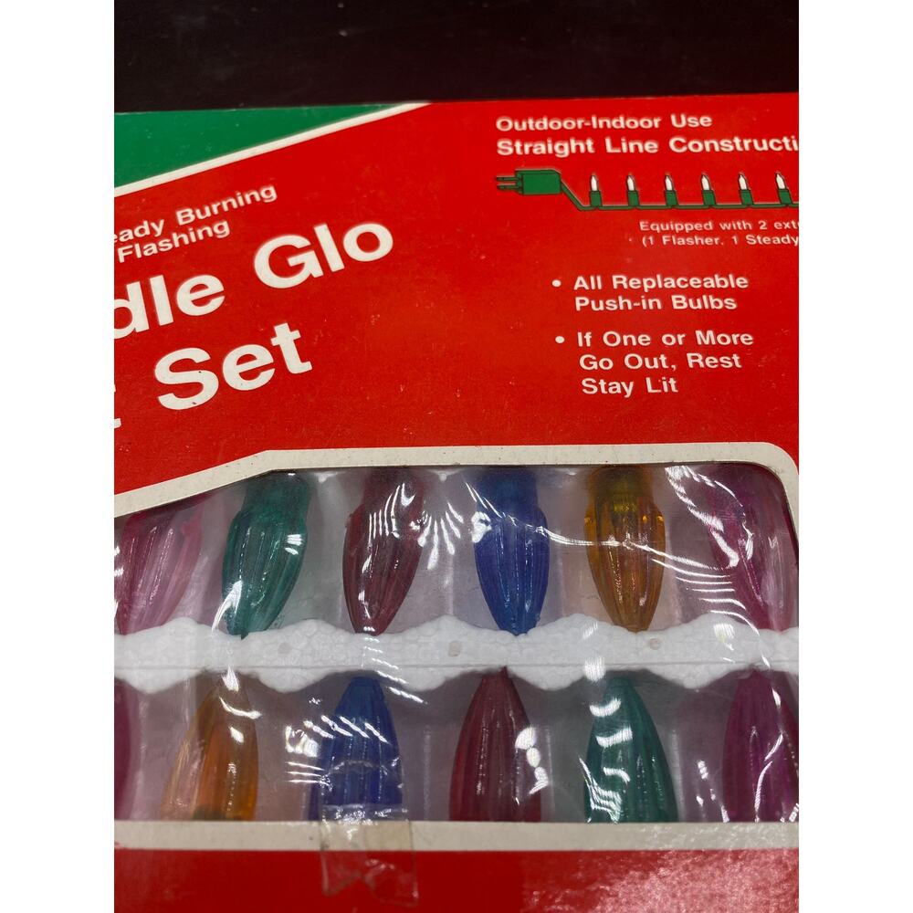 Vintage Santa's Favorites Christmas candle glo set string light - Picture 2 of 3